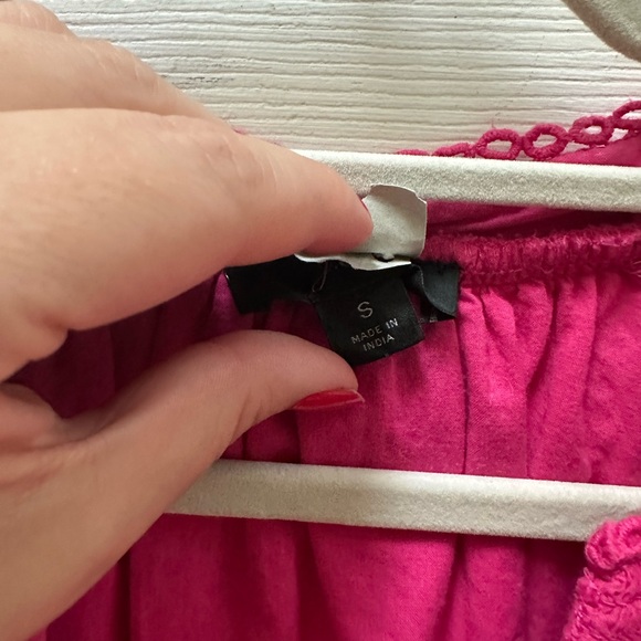 J Crew Button-front eyelet peasant top Fuchsia Blouse Eyelet Trim S hot pink - Picture 7 of 11